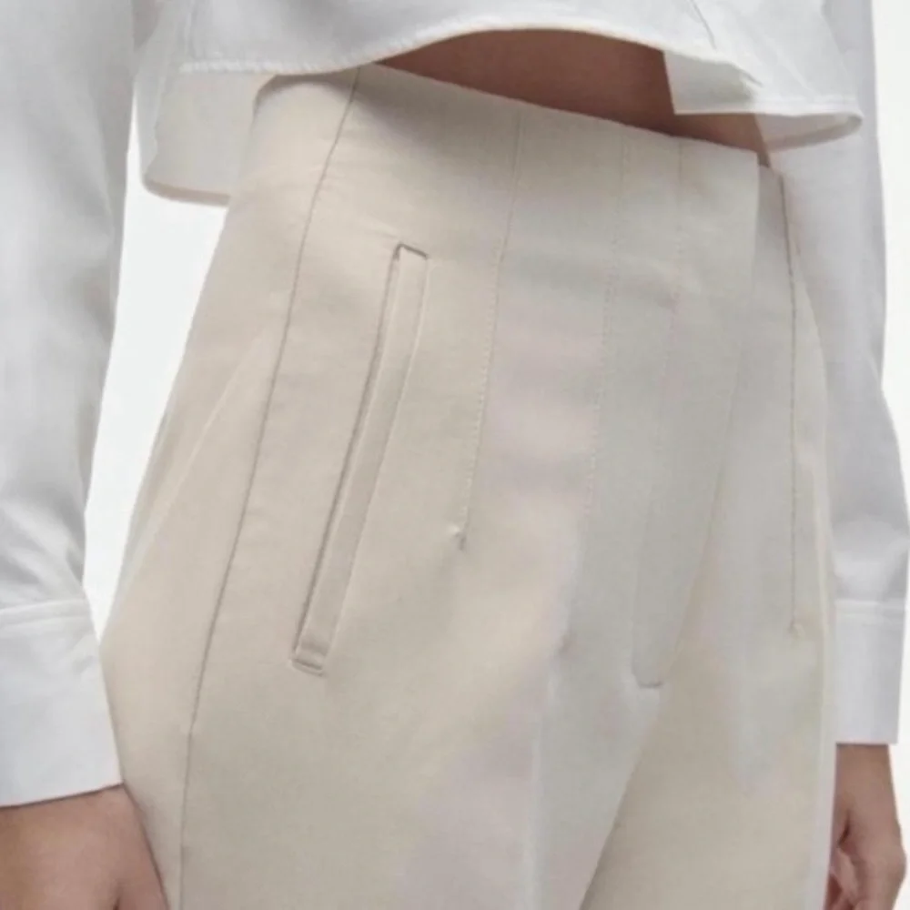 ZARA High Waisted Pants in Beige sz M EUC & SOLD OUT - Picture 4 of 10